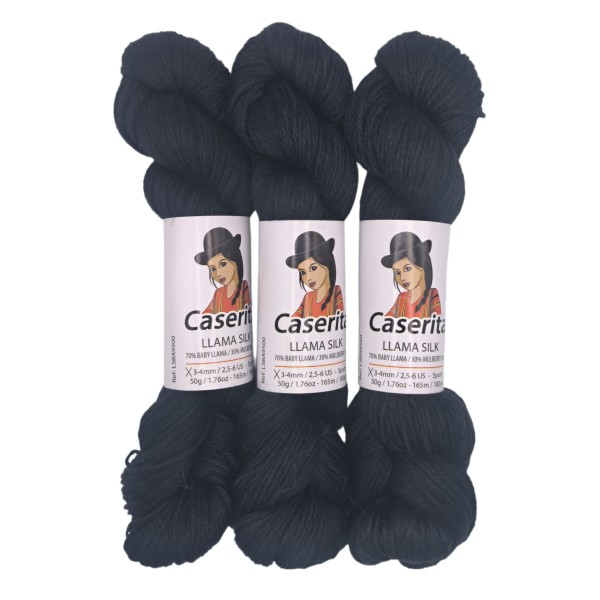Noir – Baby lama & Soie – 50 g / 165 m