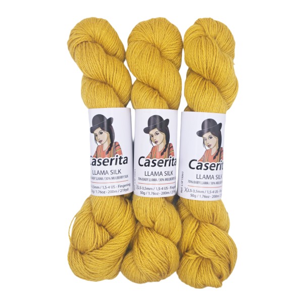 Jaune moutarde – Baby lama & Soie – 50 g / 200 m